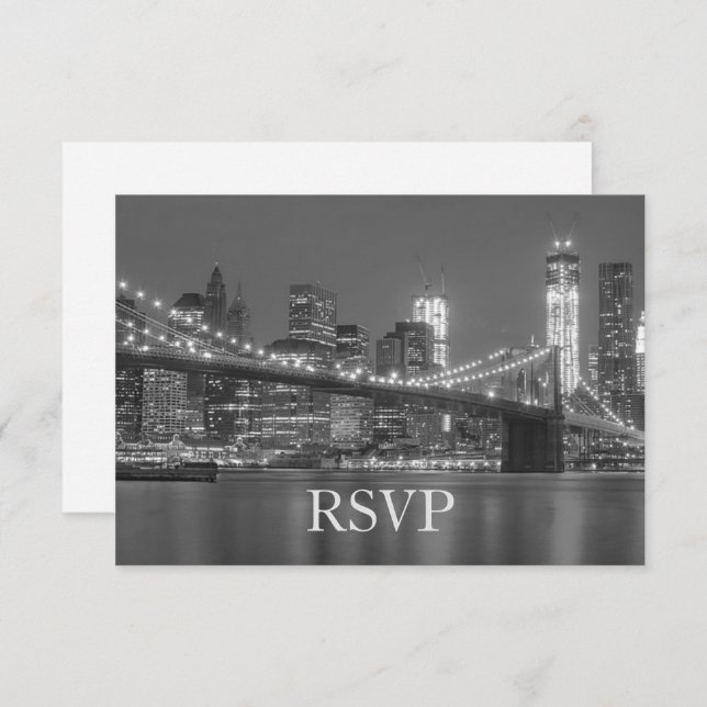 RSVP - New York City Skyline Brooklyn Bröllop RSVP Inbjudningar (Fram/baksida)