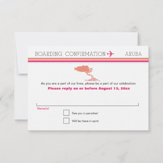 RSVP Ombordstigningskort till Aruba OSA Kort (Framsida)
