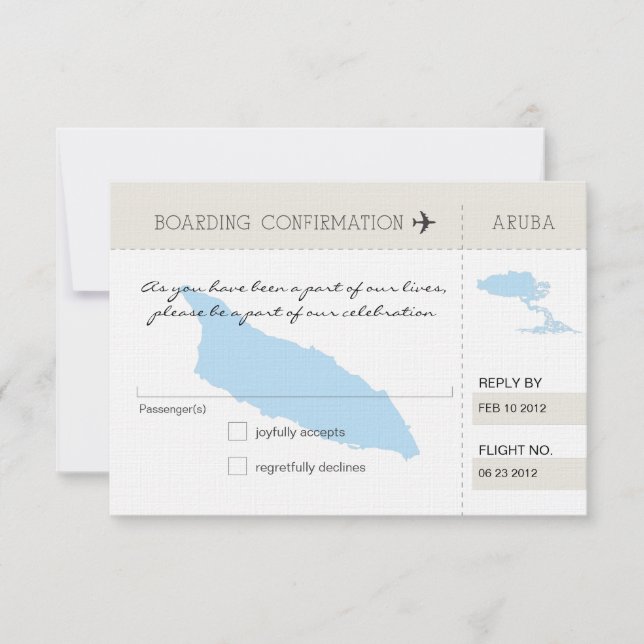 RSVP Ombordstigningskort till Aruba OSA Kort (Framsida)