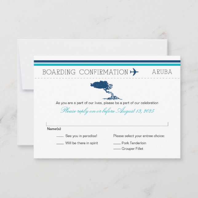 RSVP Ombordstigningskort till Aruba OSA Kort (Framsida)