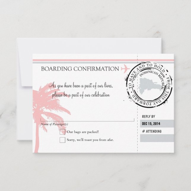 RSVP Ombordstigningskort till Dominikanska Republi Inbjudningar (Framsida)