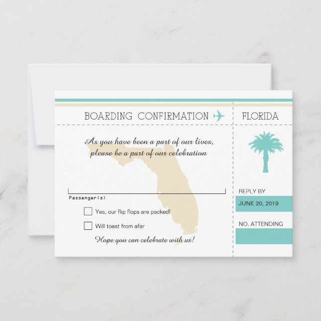 RSVP Ombordstigningskort till Florida Ocean Blue & OSA Kort (Framsida)