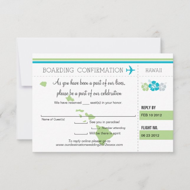 RSVP Ombordstigningskort till Hawaii OSA Kort (Framsida)