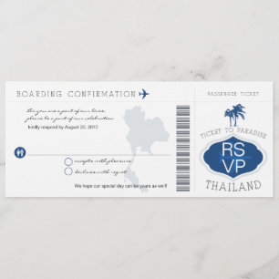 RSVP Ombordstigningskort till Thailand Bröllopsinb Inbjudningar