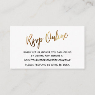 RSVP Online Modern Casual Handstil Guld Enkel Tilläggskort