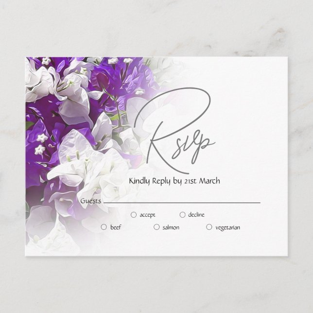 RSVP Postcard Response to Wedding Invite  Vykort (Framsida)