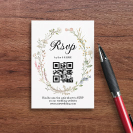 rsvp qr-kod vilda blommor botanisk chic bröllop tilläggskort