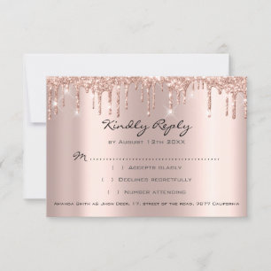 RSVP Ros Dropp Glitter Bröllopsdusch Bröllop OSA Kort