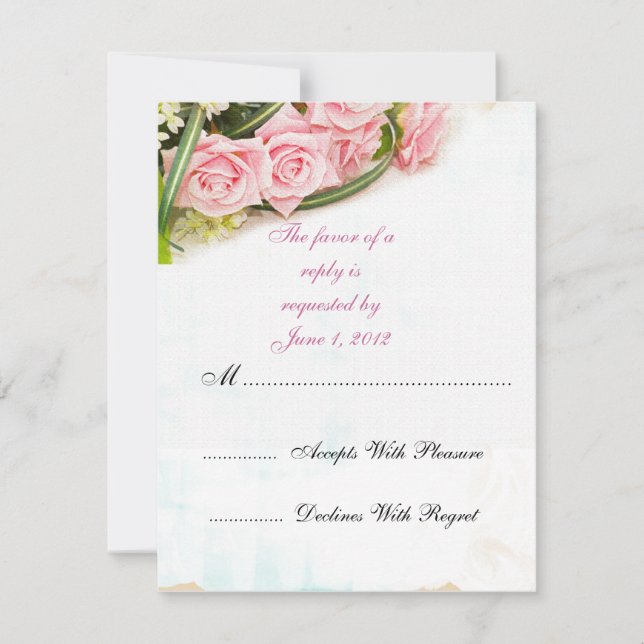 RSVP rosa rosor bröllopsinbjudningar OSA Kort (Framsida)
