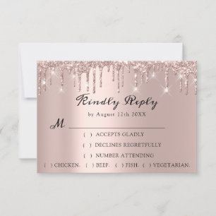 RSVP Rose Bröllop Glitter Bröllopsdusch Drips OSA Kort