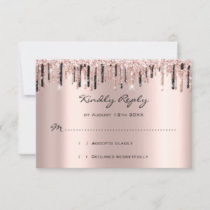 RSVP Rose Dropp Glitter Bröllopsdusch Svarta Dropp OSA Kort