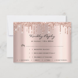 RSVP Rose Weddin Glitter Bröllopsdusch Navy Drips OSA Kort