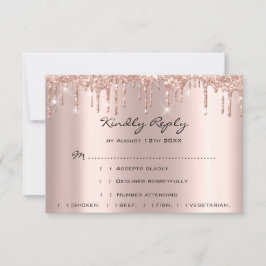 RSVP Rose Weddin Glitter Bröllopsdusch Navy Drips OSA Kort
