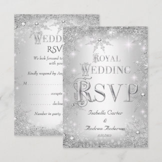 RSVP Royal Bröllop Silver Vinter Världens Krona OSA Kort