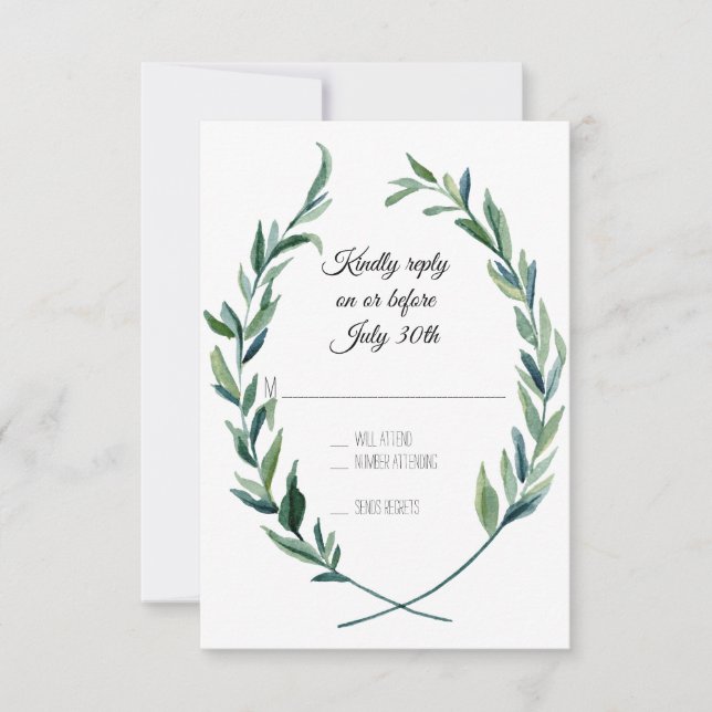 RSVP Sage Green Laurel Wandeolive Leaf Branch OSA Kort (Framsida)