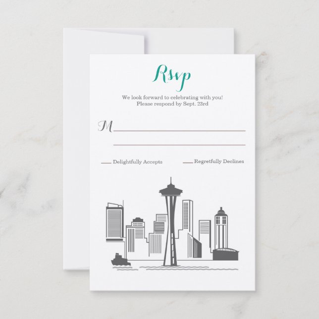 RSVP Seattle Skyline Bröllop OSA Kort (Framsida)