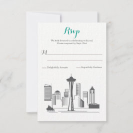 RSVP Seattle Skyline Bröllop OSA Kort