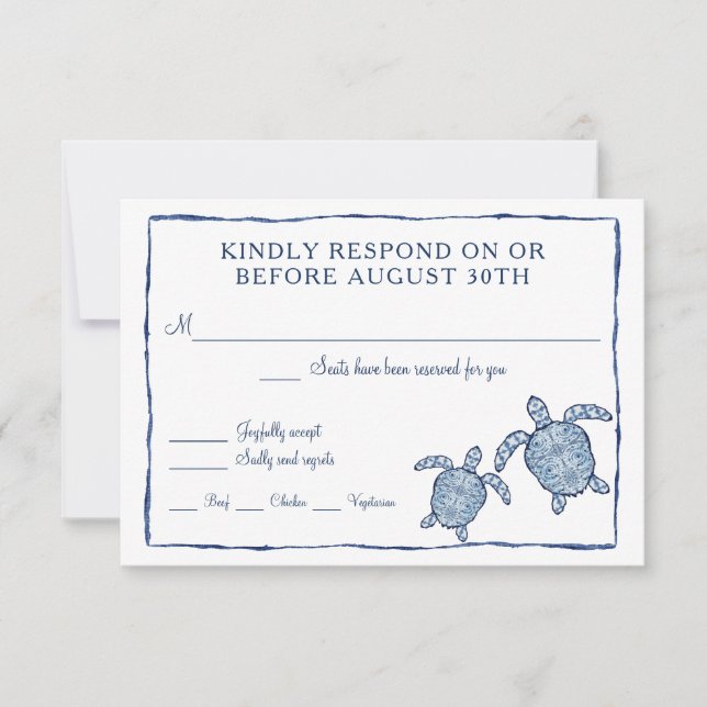 RSVP Shibori Kumo Akvarell Strand Havssköldpaddor  OSA Kort (Framsida)