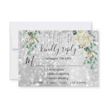 RSVP Silver Bröllop Glitter Brud Mint Glitter