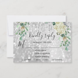 RSVP Silver Bröllop Glitter Brud Mint Glitter OSA Kort