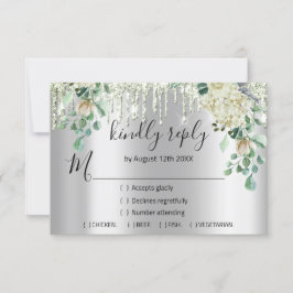 RSVP Silver Bröllop Glitter Brud Mint Grön Drips OSA Kort