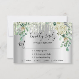 RSVP Silver Bröllop Glitter Brud Mint Grön Drips OSA Kort