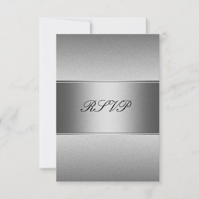 RSVP Silver Grå Metall Svart 21-årsdag OSA Kort (Framsida)