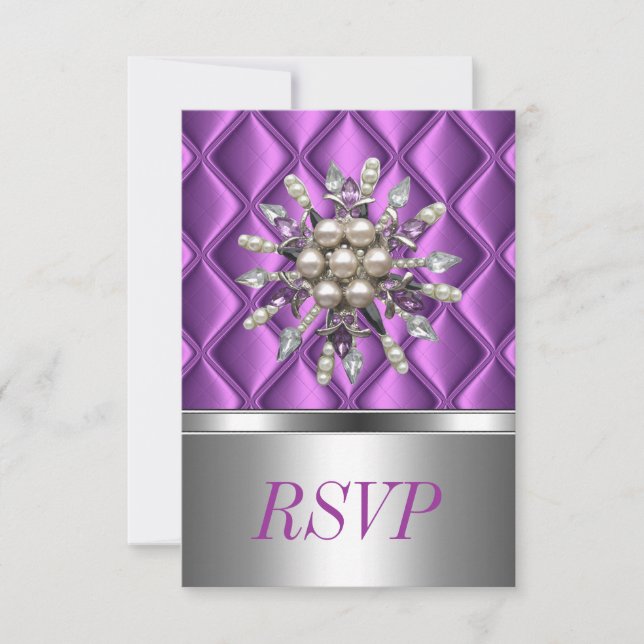 RSVP Silver Lila Lila Kristall Juvel OSA Kort (Framsida)