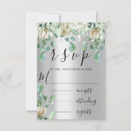 RSVP Silverdropp bröllop mintgröna blommor OSA Kort