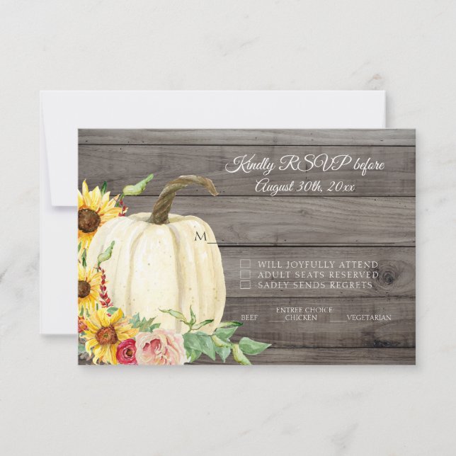 RSVP Solros Pumpa Rosé Burgunder Ladan Trä Inbjudningar (Framsida)