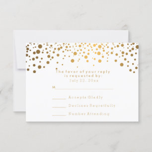 RSVP Stilig Guld Konfetti Vit Bröllop OSA Kort