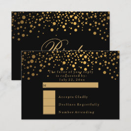 RSVP Stylfull Konfetti Guldprickig Bröllop Inbjudningar