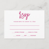 RSVP / Svar Brevkort | Pensel Kalligrafi-Magenta