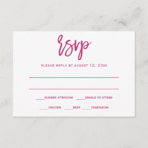 RSVP / Svar Brevkort Pensel Kalligrafi-Magenta Inbjudningar