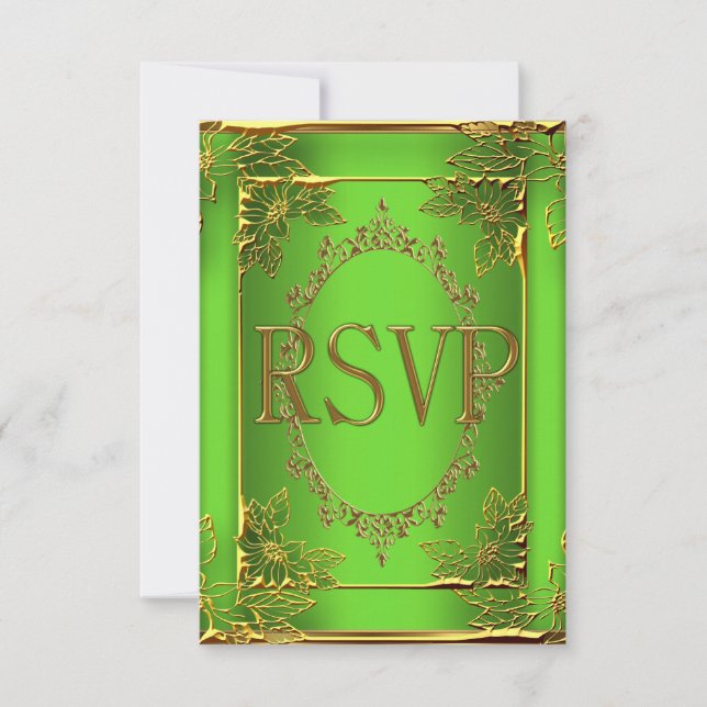 RSVP-svar Födelsedagsfest Lime Guld OSA Kort (Framsida)