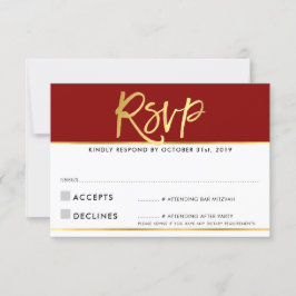 RSVP SVAR modern mörkröd burgunderguld skrivning