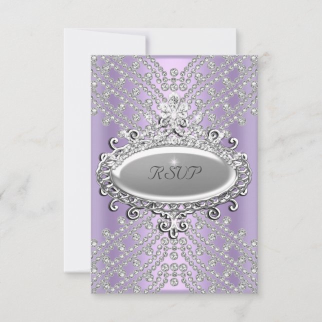 RSVP-svar Party Lila Lila Vit Diamant OSA Kort (Framsida)