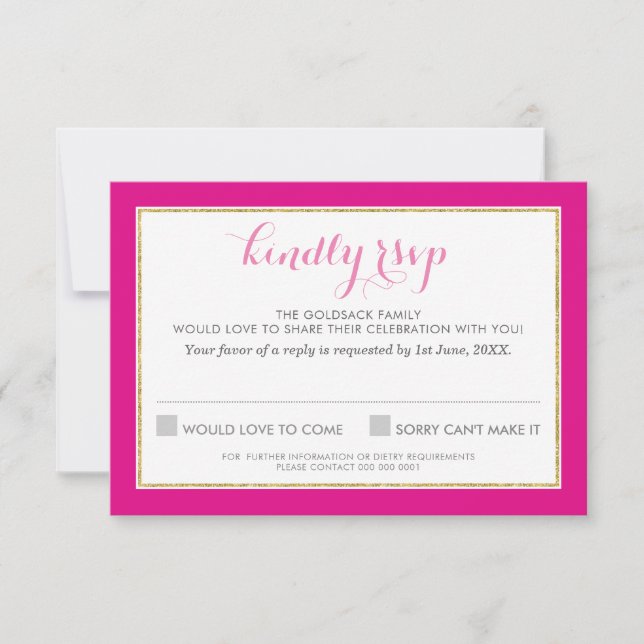 RSVP SVAR RESPONS chevronmönster guld varmröd (Framsida)