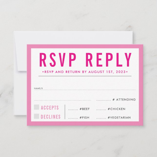 RSVP SVAR SVAR modern djärv flicka rosa (Framsida)