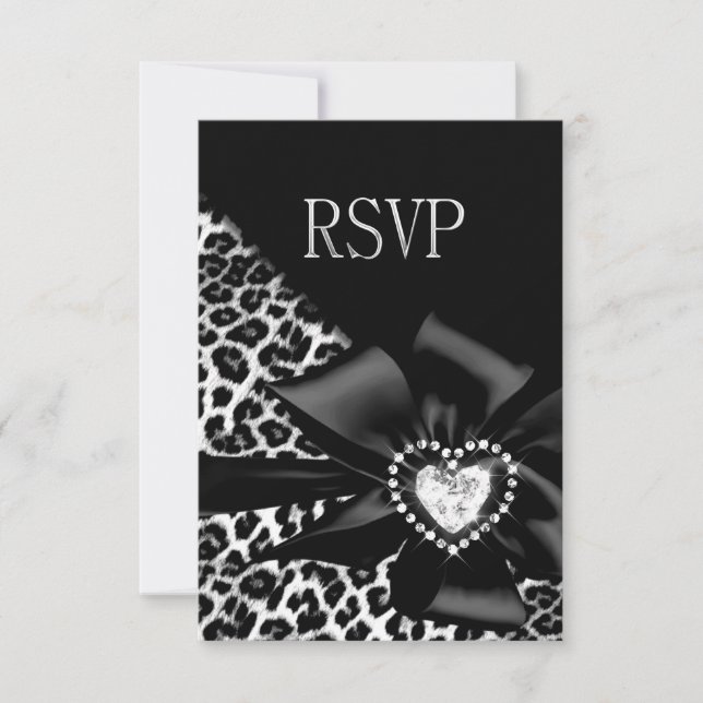 RSVP-svar Svar Svar Alla fester Leopard Svart Silv (Framsida)