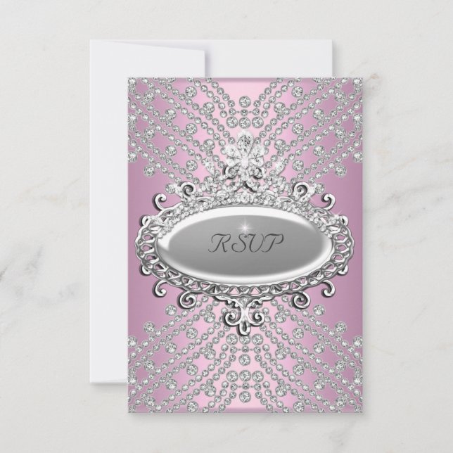RSVP-svar Svar Svar Fest Rosa Vit Diamant (Framsida)