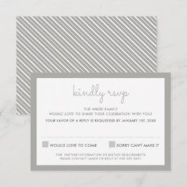 RSVP SVAR SVARSKORT enkel randig mönster grå Inbjudningar