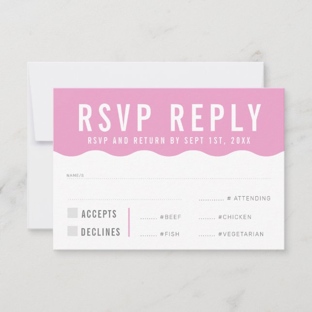 RSVP SVAR SVARSKORT modern fet snygg våg rosa (Framsida)