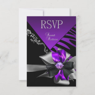 RSVP-svar Sweet 16 Zebra Lila Svart Silver OSA Kort