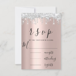 RSVP Svart Vit Ros Silverdroppar Bröllop OSA Kort