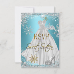 RSVP Sweet 16 Sweet Sixteen Teal Vit Guld Elite OSA Kort