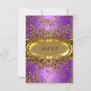 RSVP Sweet Sixteen 16 Damask Lila Guld Svart OSA Kort
