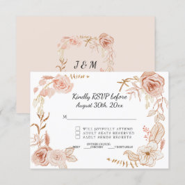 RSVP Terrakotta Rosa Akvarell Blommig Bröllop Inbjudningar