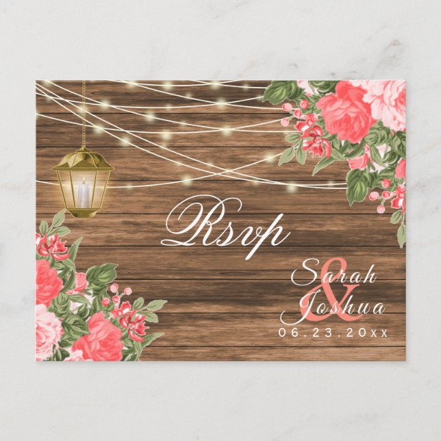 RSVP - Trä, Lyktor och Korallblomma Vykort (Framsida)
