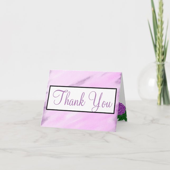 RSVP Violett Blommig Akvarell Bröllopsmonogram Tack Kort (Framsida)